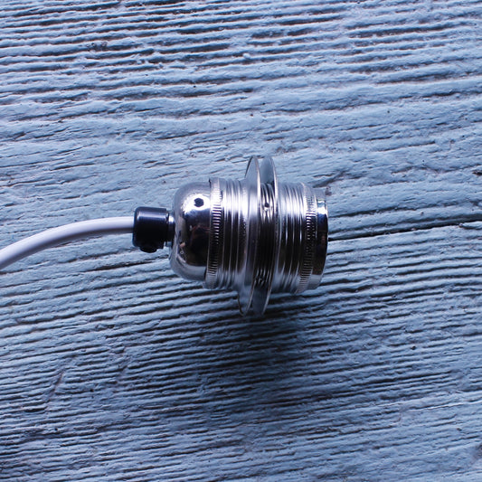 White Long Cable Pendant, silver fitting