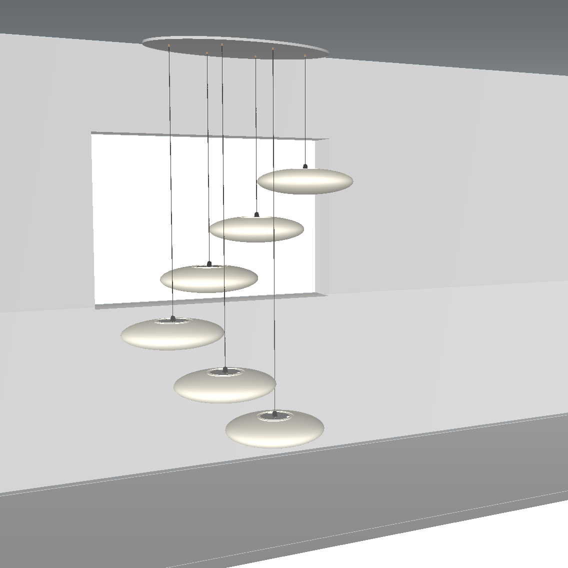 Ethel Oval 6 Drop Suspension Lamp