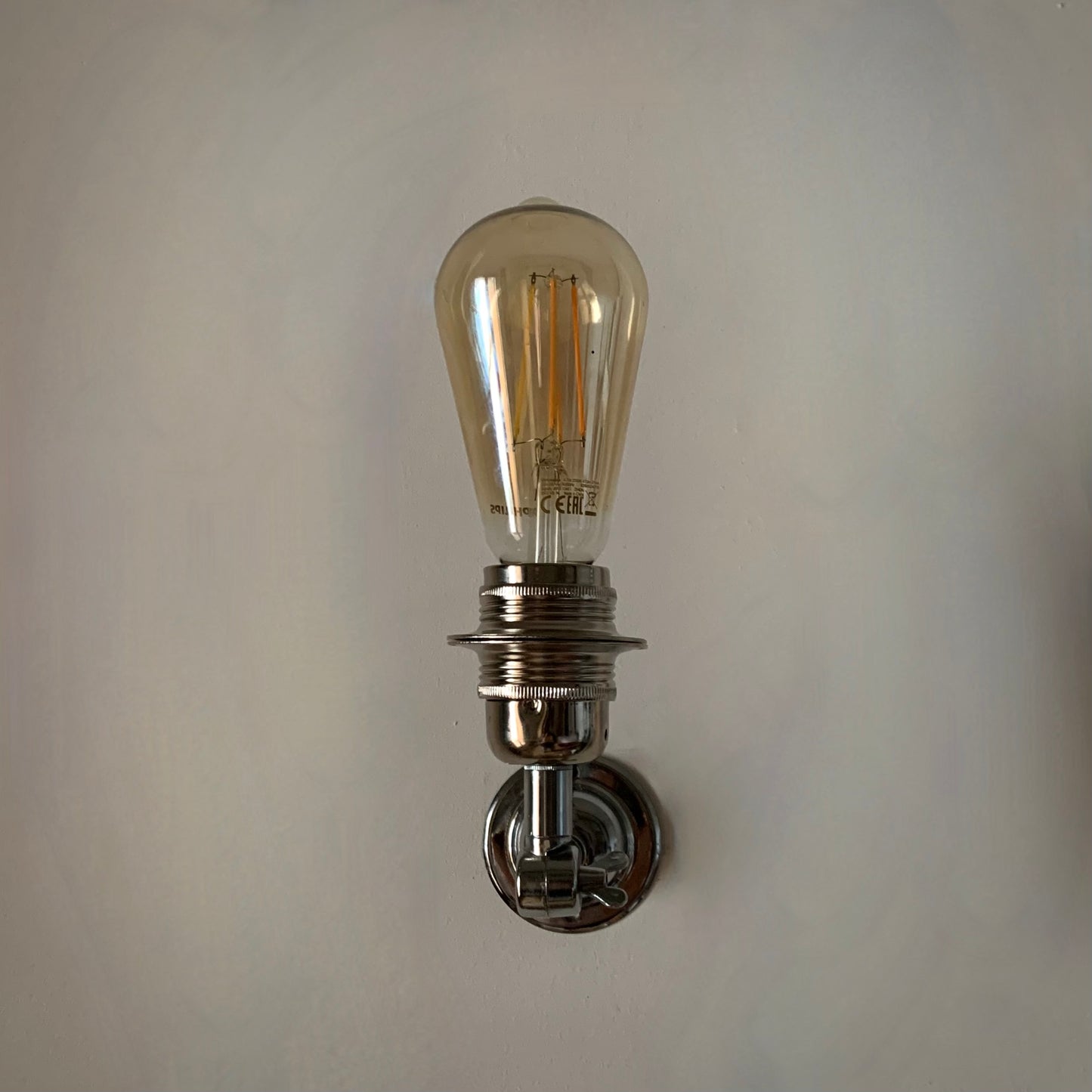 Metal ceiling or wall lamp silver, solid retro knuckle.