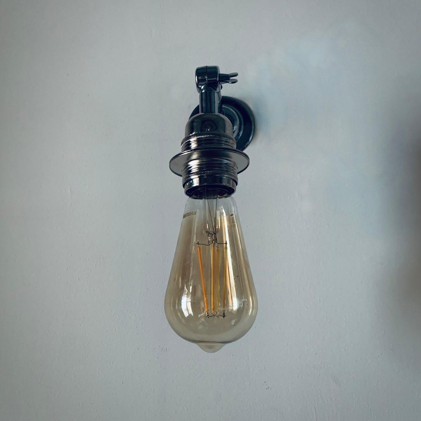 Metal ceiling or wall lamp silver, solid retro knuckle.