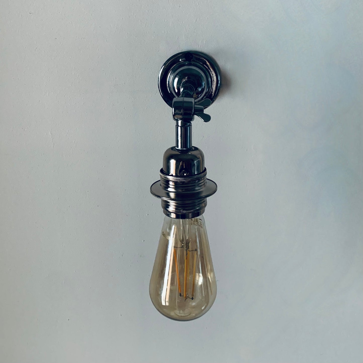 Metal ceiling or wall lamp silver, solid retro knuckle.