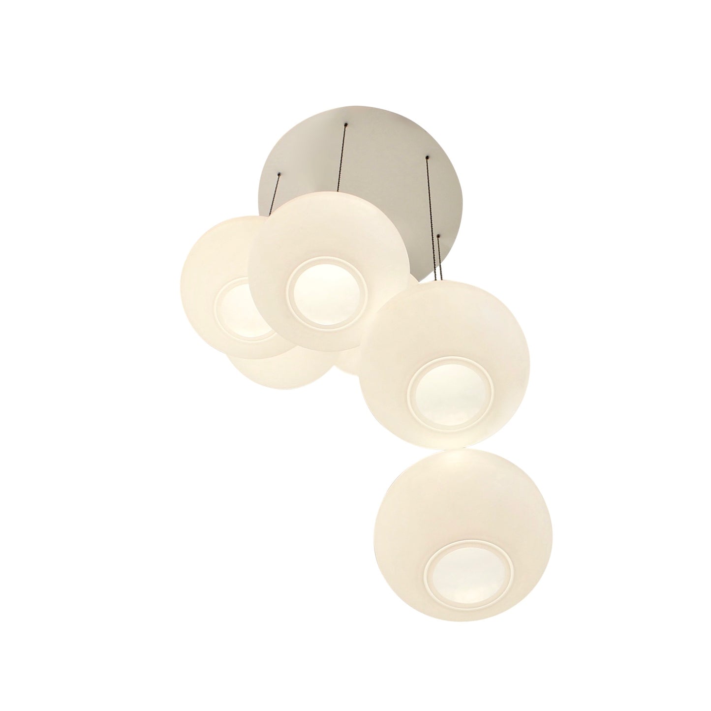 Polly Inverse 6-Drop, Stairwell lighting from One Foot Taller, hotel lobby lighting, multiple drop, ceiling lighting