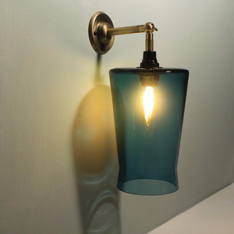 Waisted Wall Lamp Flat base, Teal Blue,  modern wall lighting, elegant modern wall lamp