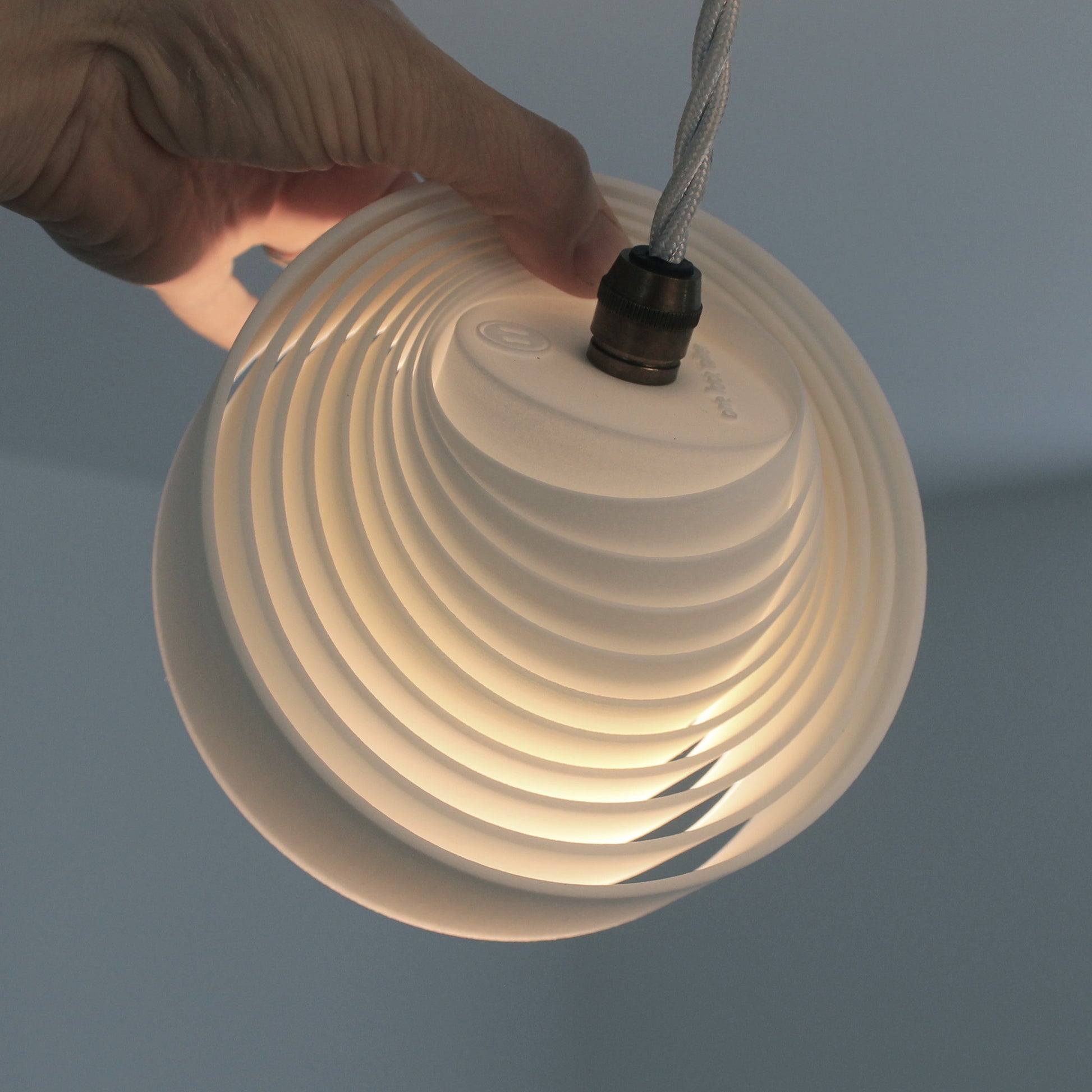 Whip Suspension pendant lighting, directional, malleable form, manipulate pieces, flattened, collapsed