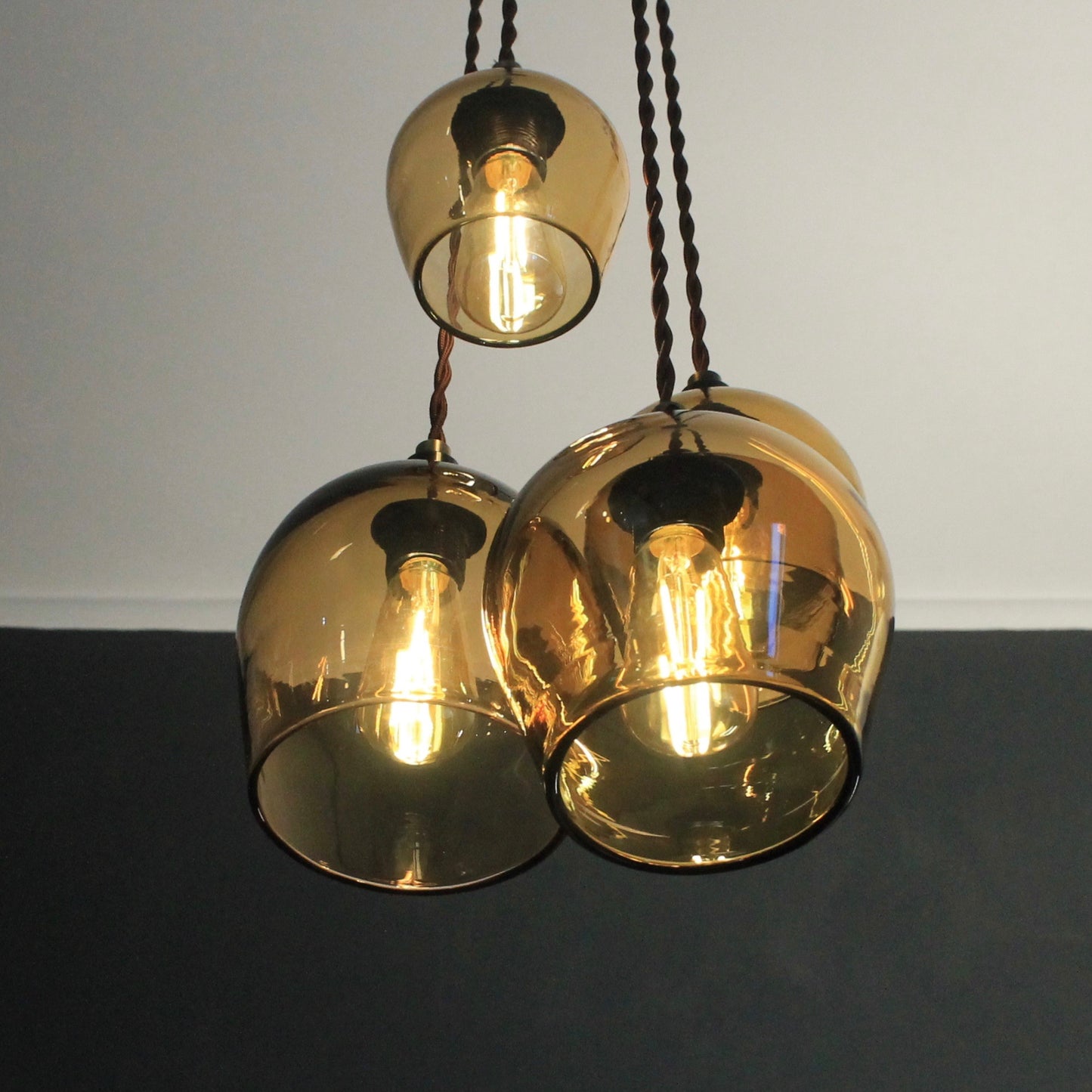 Contemporary glass lighting, Bell Various 4-Drop, glass pendant lighting, ceiling light, wall lighting, bedside lighting, quality glass lighting, made in UK