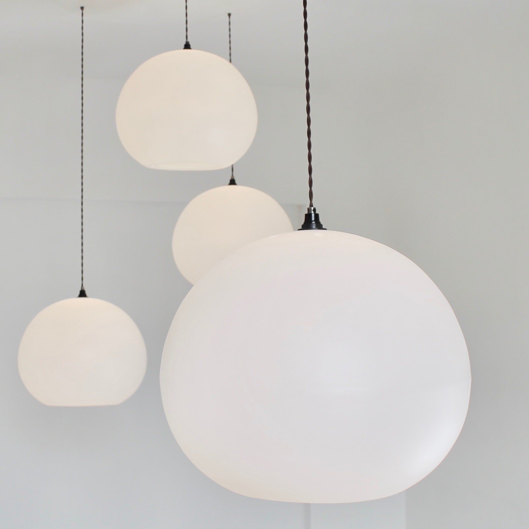 Polly Inverse Lampshade, multiple, large quality white lighting, contemporary pendant lighting, white lights, calm lighting, kitchen suspension, living room lighting
